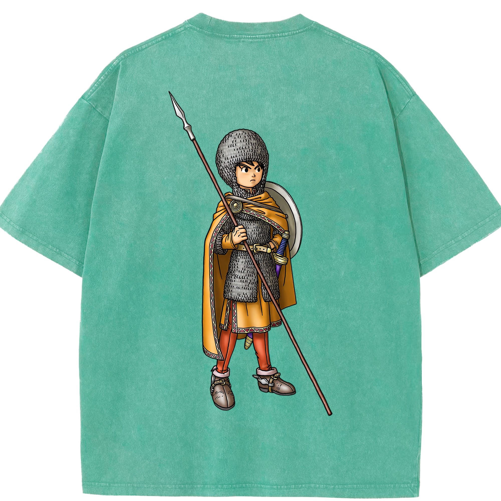 （画像用） ドラゴンクエスト Doragon Kuesuto Dragon Quest 綿100% ヴィンテージ風 半袖Tシャツ（背面プリント）